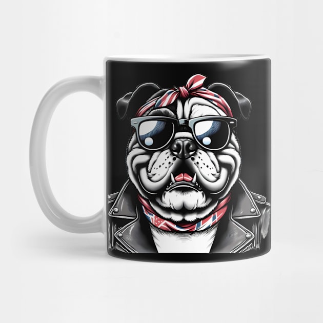 Funny English Bulldog with Sunglasses by CreativeSparkzz